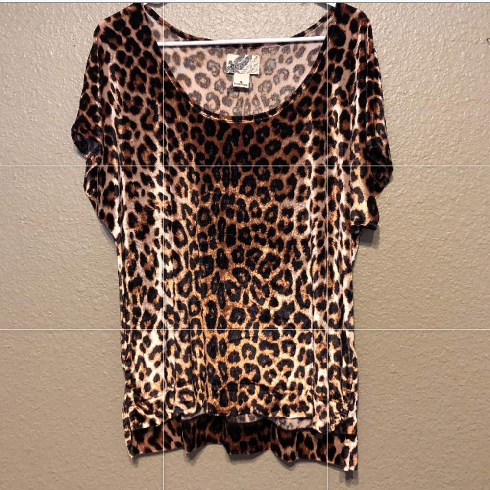 Lucky Brand Holly Hock Velour Leopard Top